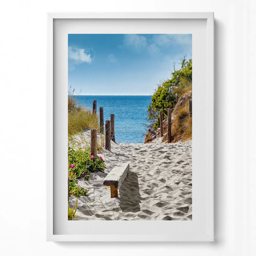 Függőleges kép keretben Tengerparti ösvény homok víz