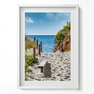 Függőleges kép keretben Tengerparti ösvény homok víz