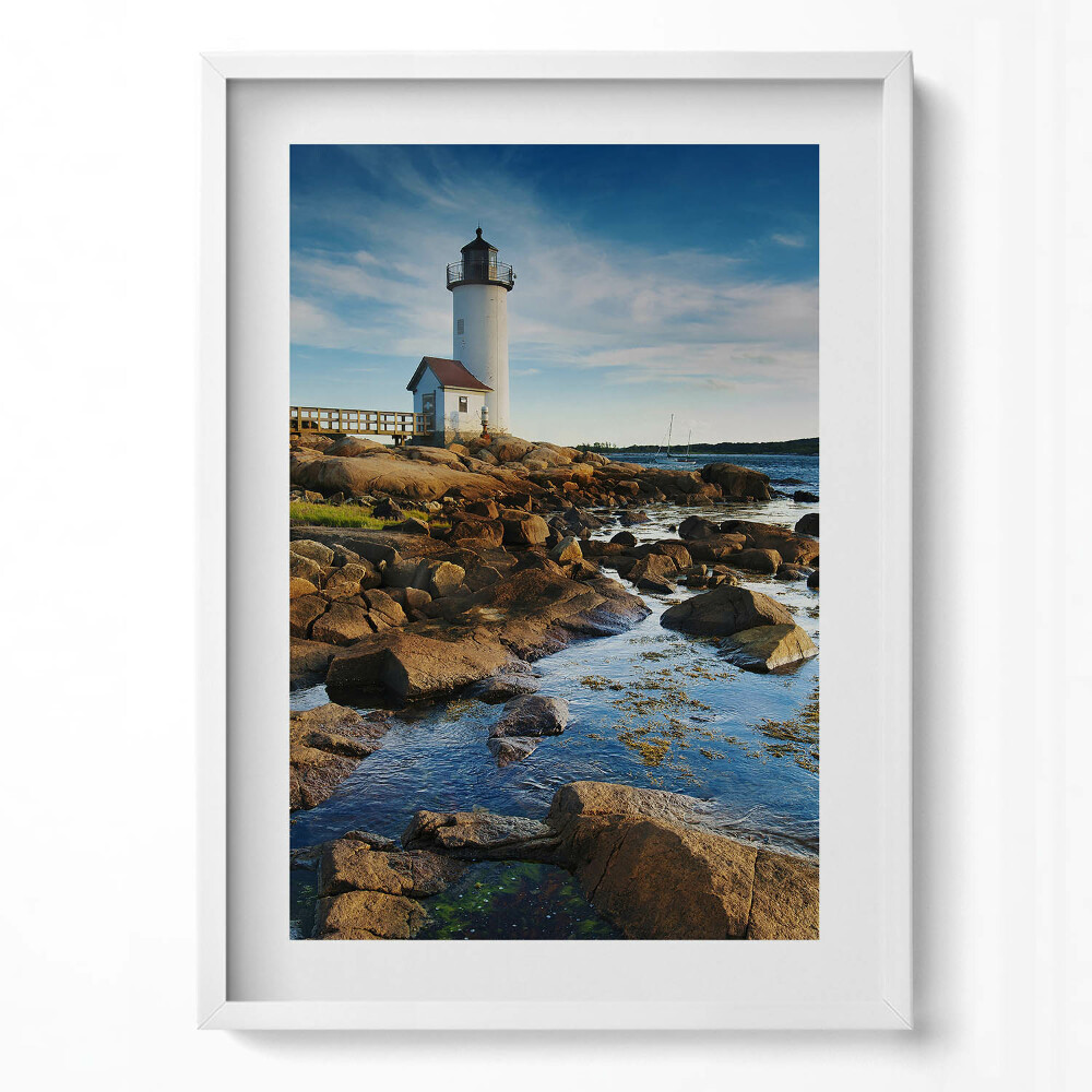 Függőleges kép keretben Fénytorony sziklás parton