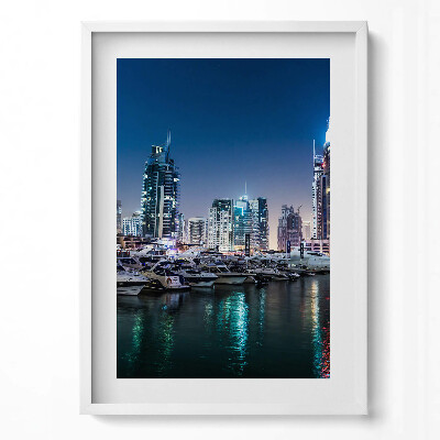 Függőleges kép keretben Modern városkép kikötővel