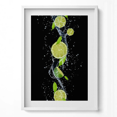 Függőleges kép keretben Citromszeletek vízben levelekkel