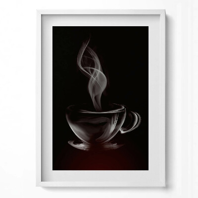 Függőleges kép keretben Füstölgő kávéscsésze