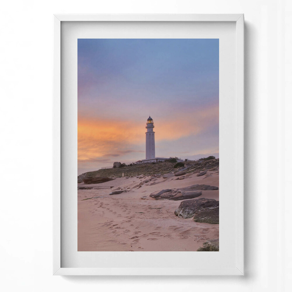 Függőleges kép keretben Naplemente a tengerparton