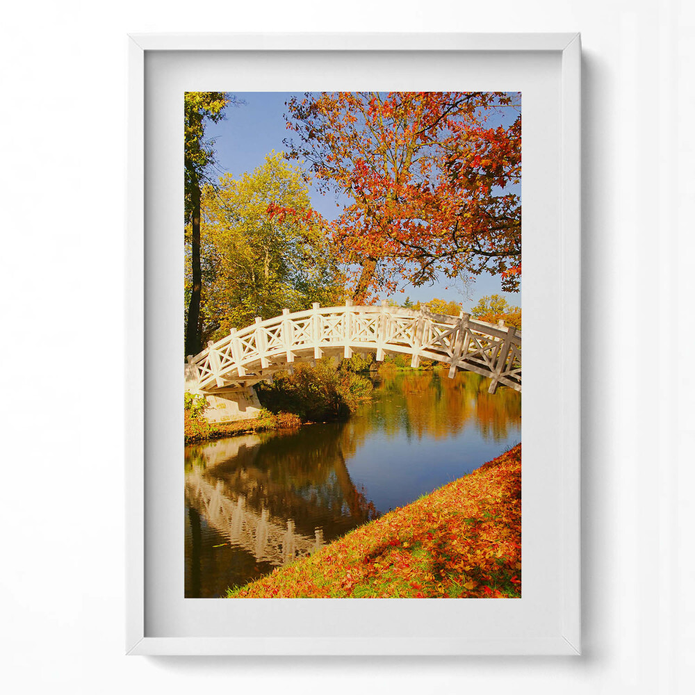 Függőleges kép keretben Híd őszi tájban