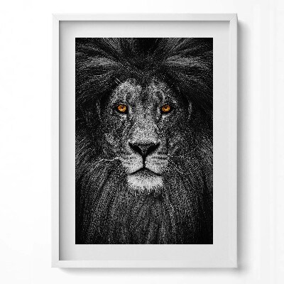 Függőleges kép keretben Fekete-fehér oroszlánportré