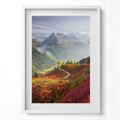 Függőleges kép keretben Hegyek és színes őszi táj