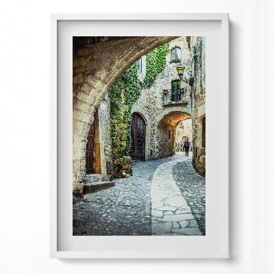 Függőleges kép keretben Kanyargós utca régi épületek