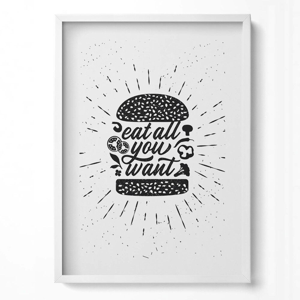 Függőleges kép keretben Hamburger és étkezési üzenet