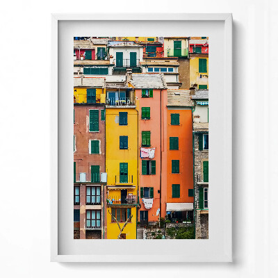 Függőleges kép keretben Színes házak tömbje
