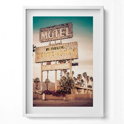Függőleges kép keretben Régi motel hirdetőtáblája