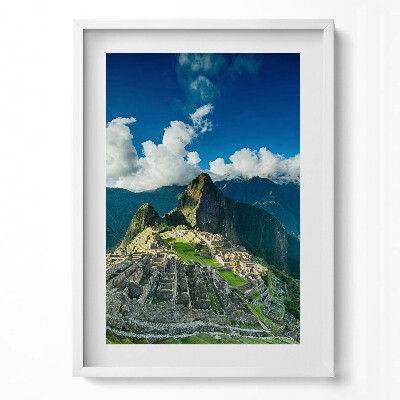 Függőleges kép keretben Machu Picchu hegyvidéki táj