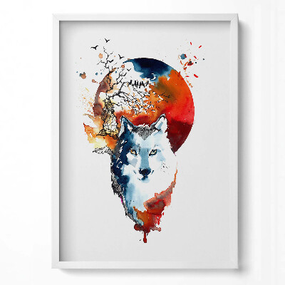 Függőleges kép keretben Farkas napfelkelte absztrakt festmény