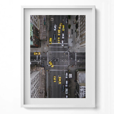 Függőleges kép keretben Városi forgalom sárga taxik