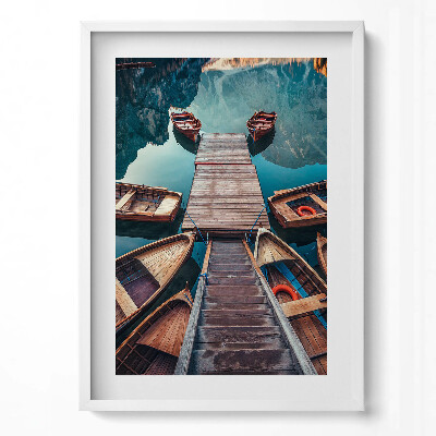 Függőleges kép keretben Hajók a vízparton híd