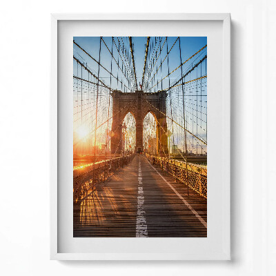 Függőleges kép keretben Brooklyni híd naplementében