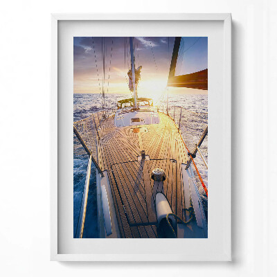 Függőleges kép keretben Vitorlás hajó naplementében