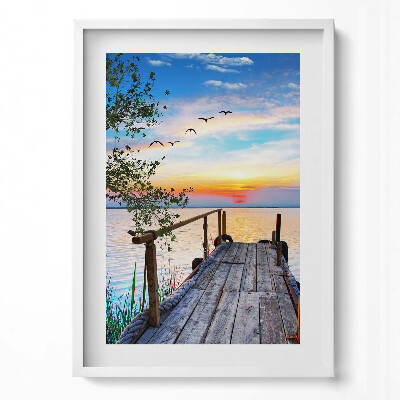 Függőleges kép keretben Tóparti naplemente hídja