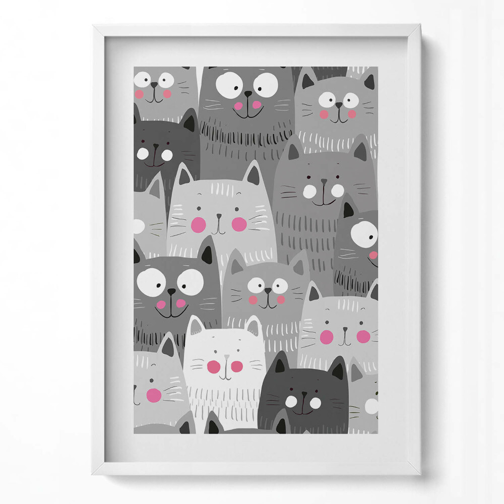 Függőleges kép keretben Aranyos macskák különböző színekben