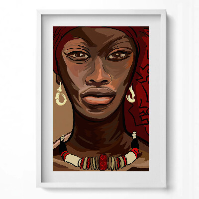 Függőleges kép keretben Női portré tradicionális ékszerekkel