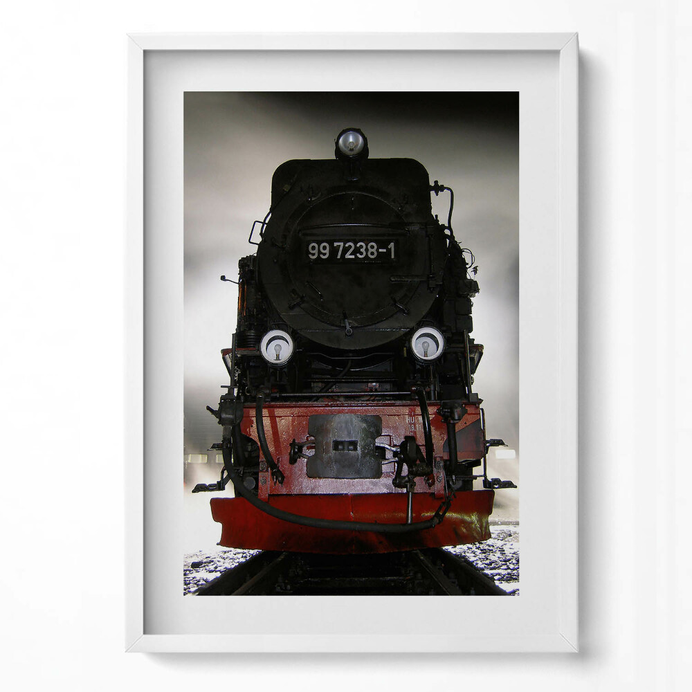 Függőleges kép keretben Gőzmozdony frontális nézetben