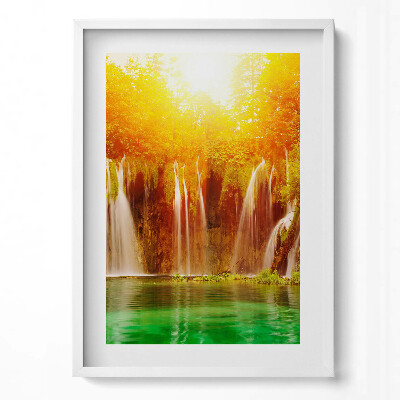 Függőleges kép keretben Vízesések és zöld tó