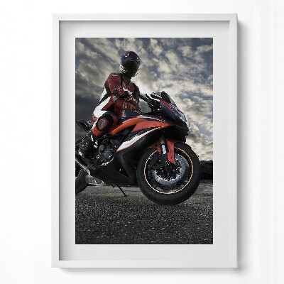 Függőleges kép keretben Motoros a motorján