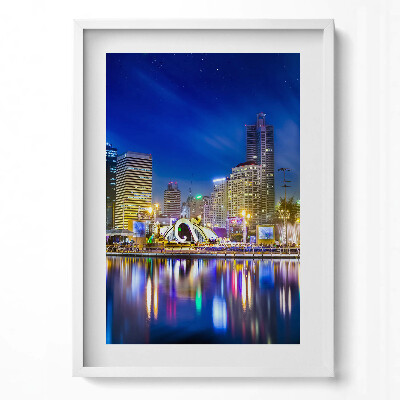 Függőleges kép keretben Modern városi táj éjszaka