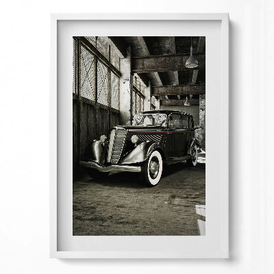 Függőleges kép keretben Régi autó egy garázsban