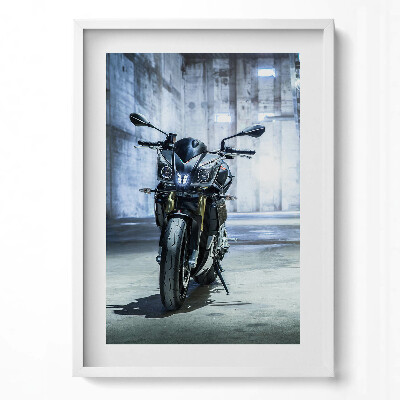 Függőleges kép keretben Fekete motor a garázsban