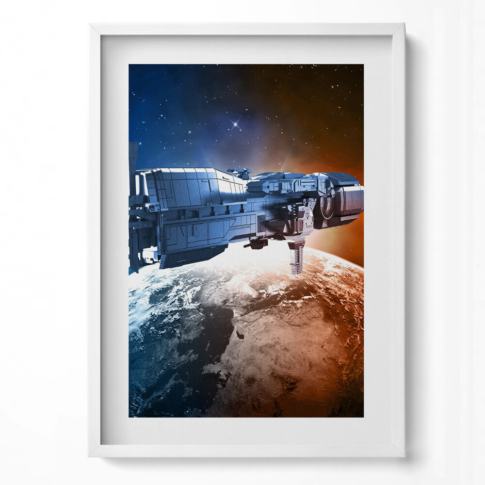 Függőleges kép keretben Űrhajó a Föld felett