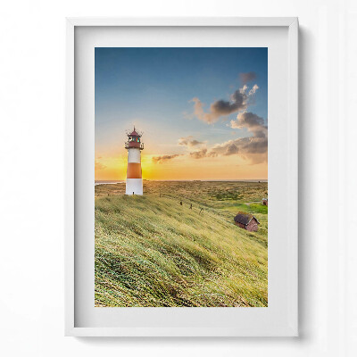 Függőleges kép keretben Fénytorony naplementében