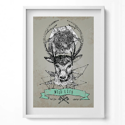 Függőleges kép keretben Szarvas geometrikus mintázattal