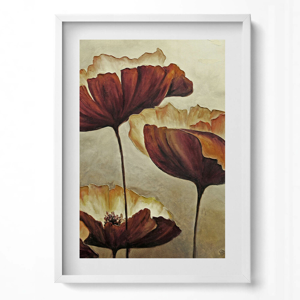 Függőleges kép keretben Vörös virágok lágy háttér