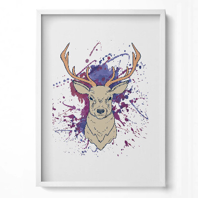 Függőleges kép keretben Szarvas fej festmény splatter háttérrel
