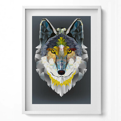 Függőleges kép keretben Geometrikus farkasfej