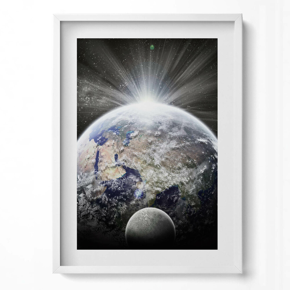 Függőleges kép keretben Föld és hold csillagfény