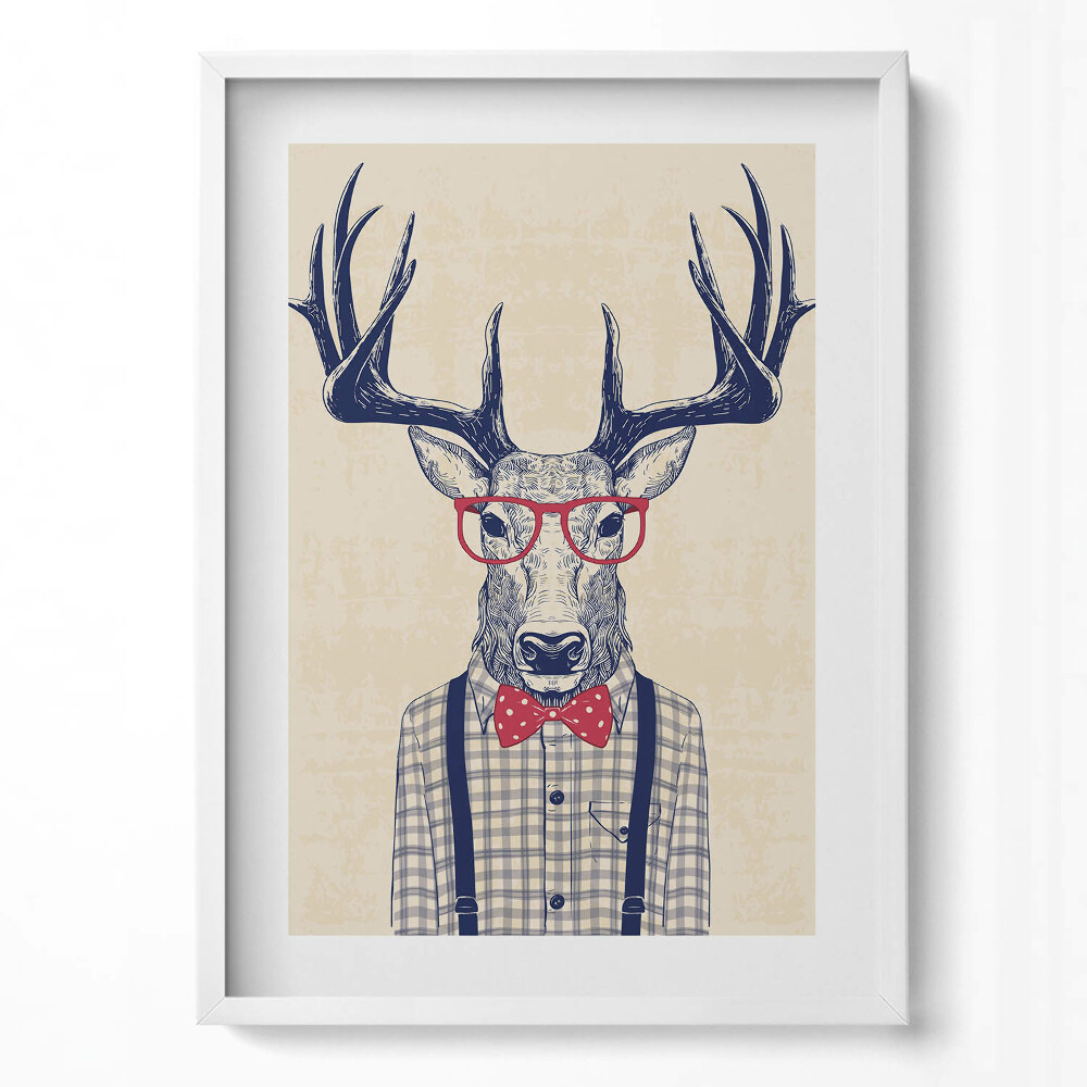 Függőleges kép keretben Ügyes öltönyben lévő szarvas