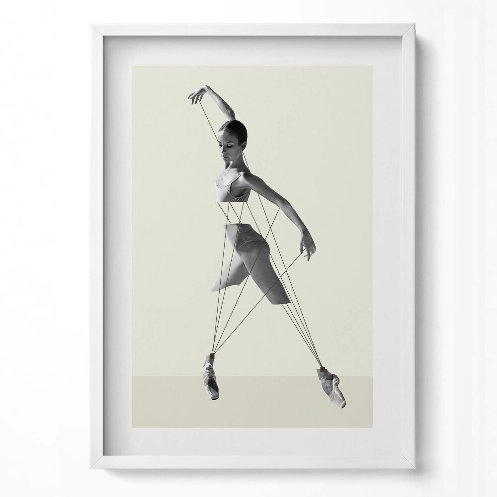 Függőleges kép keretben Balerina mozgása zsinórok által irányítva