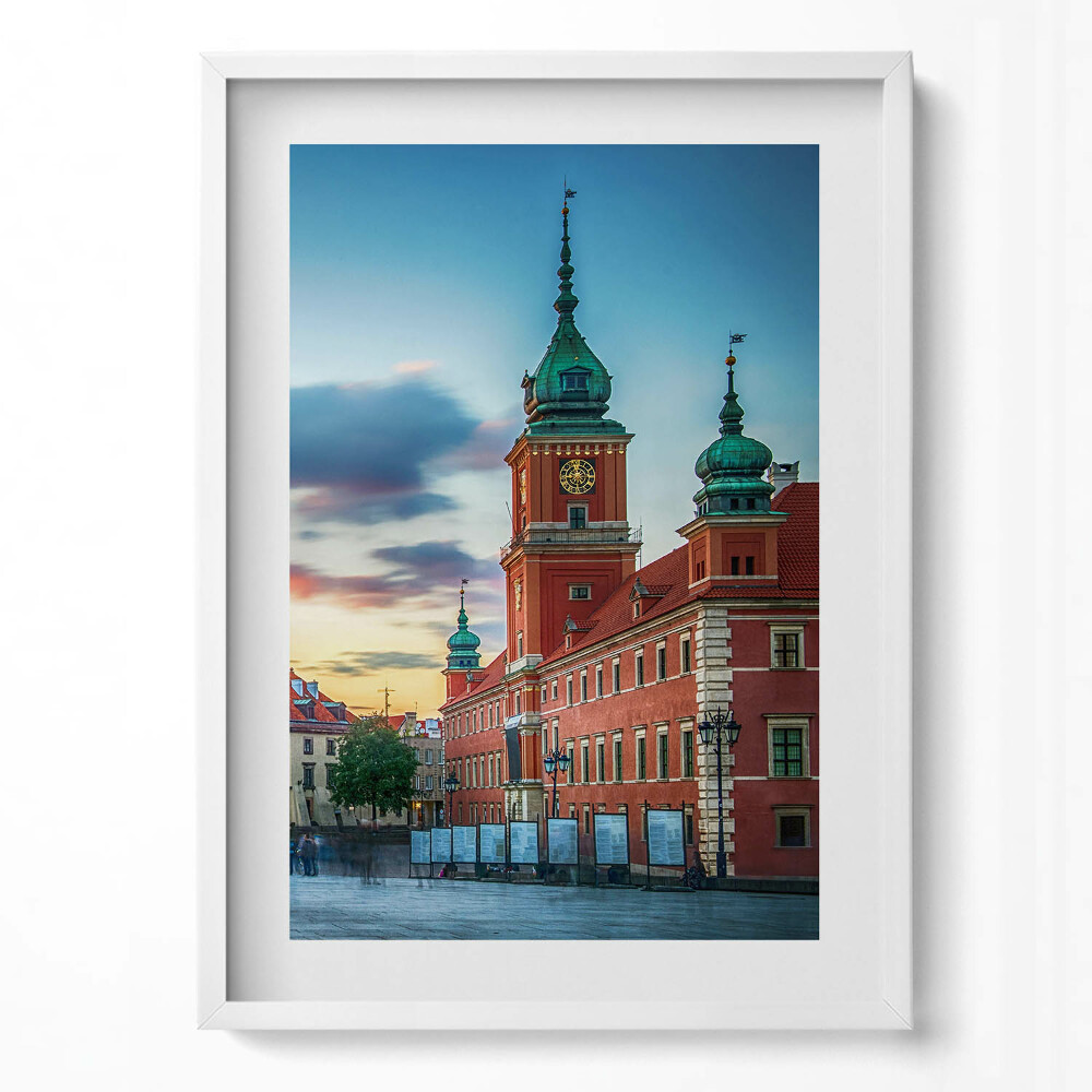 Függőleges kép keretben Városi táj épületek naplemente