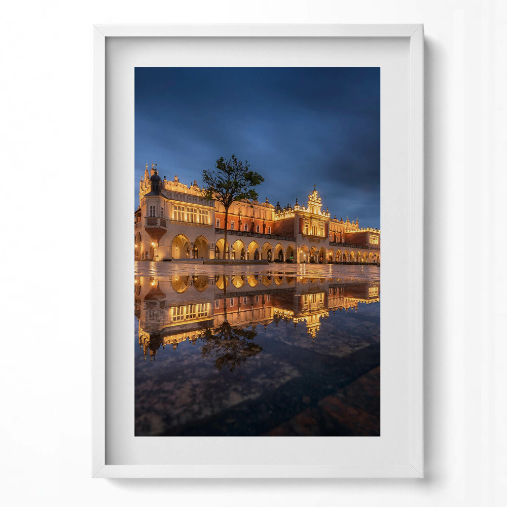 Függőleges kép keretben Tükörkép a város épületeiről