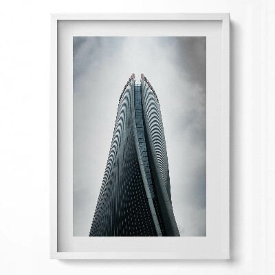 Függőleges kép keretben Modern felhőkarcoló felülről nézve