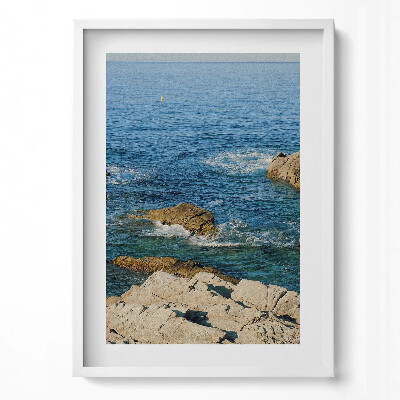 Függőleges kép keretben Tengerparti sziklák és víz