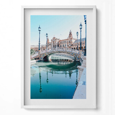 Függőleges kép keretben Híd és épületek vízparton