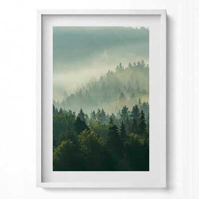 Függőleges kép keretben Ködös erdő táj