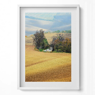 Függőleges kép keretben Tavaszi táj fák és vízpart