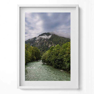 Függőleges kép keretben Hegyek és folyó táj