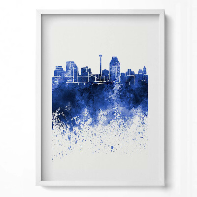 Függőleges kép keretben Kék városkép vízparti látvány
