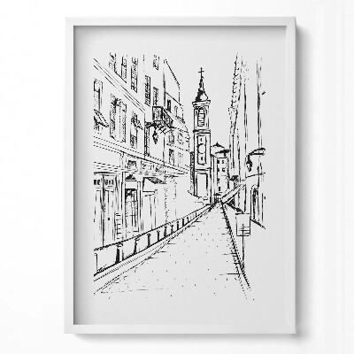 Függőleges kép keretben Városi táj vonalrajz stílusban