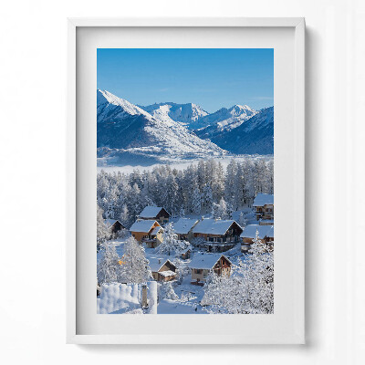 Függőleges kép keretben Téli hegyvidéki táj