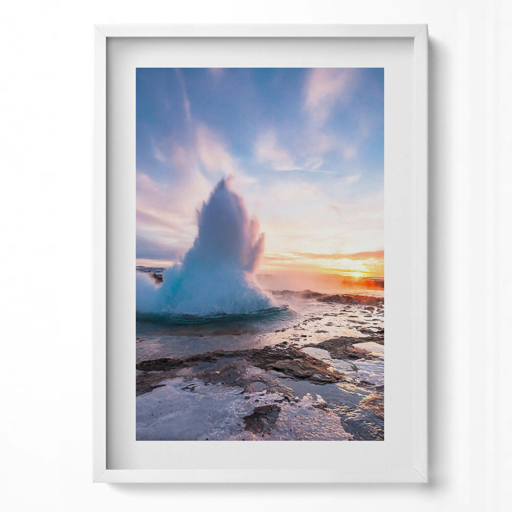 Függőleges kép keretben Tengerparti hullámok naplementében